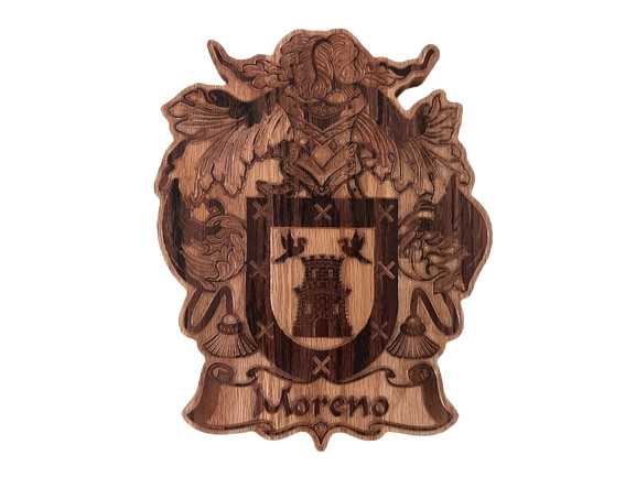Carved wooden family crest