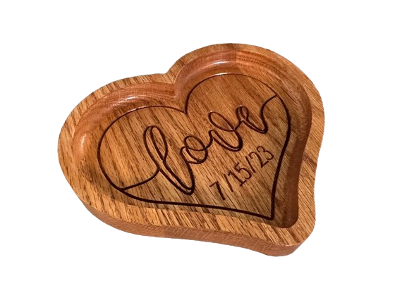Heart-shaped wooden tray